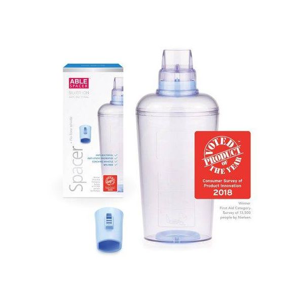 Able Spacer with Whistle and small mask - Able Asthma, spacer for newborns and infants