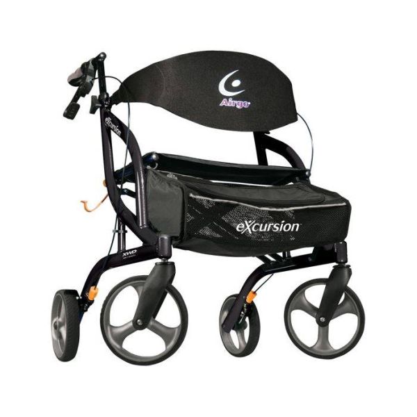 Airgo® Excursion Rollator XWD in Black Pearl, lightweight bariatric walker