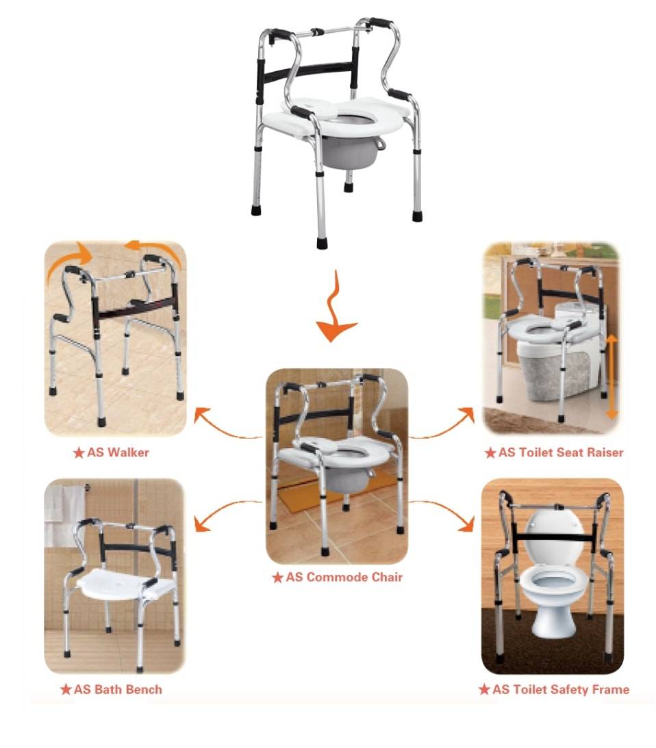 Multifunctional Chair, 6-in-1 mobility aid 