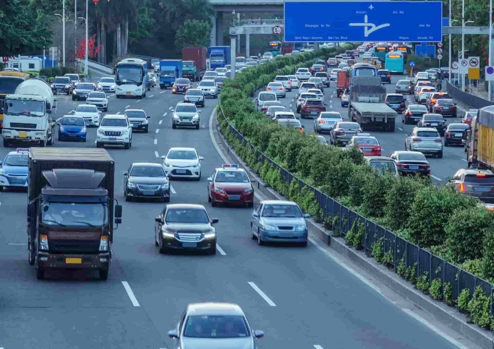 Polluted air from car exhaust emission